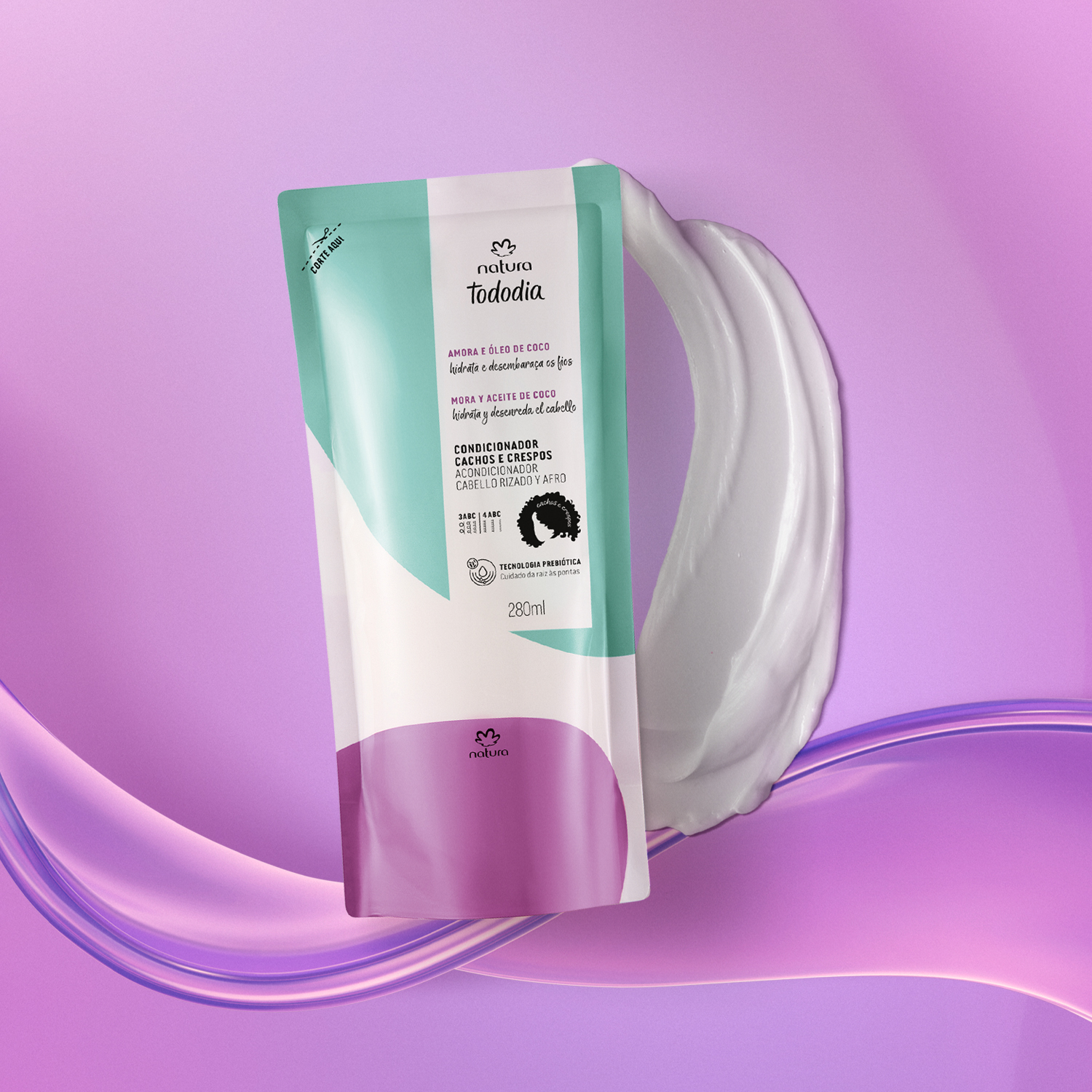 Repuesto Acondicionador Cabello Rizado Tododia Mora y Aceite de Coco 280 ml