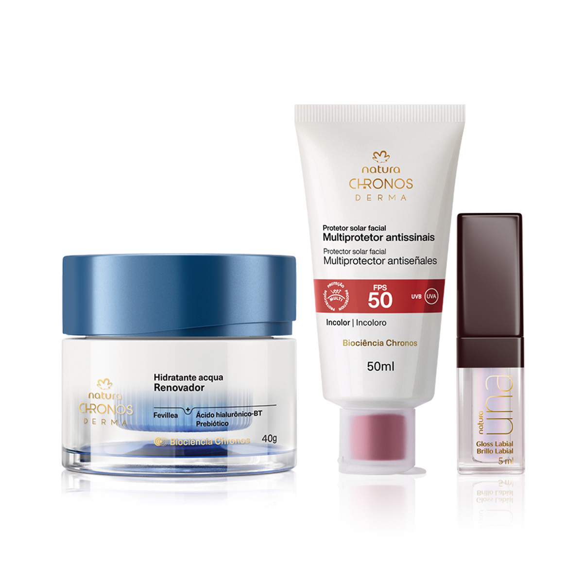 Kit Chronos Derma e Gloss Labial Una Volume Imediato Incolor