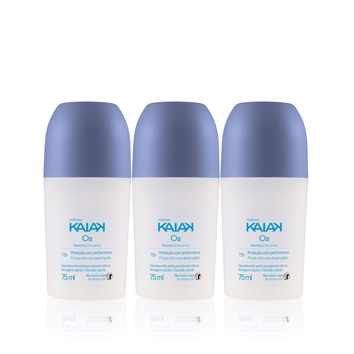 Kit Desodorante Antitranspirante Roll-on Kaiak O2 Feminino (3 unidades)