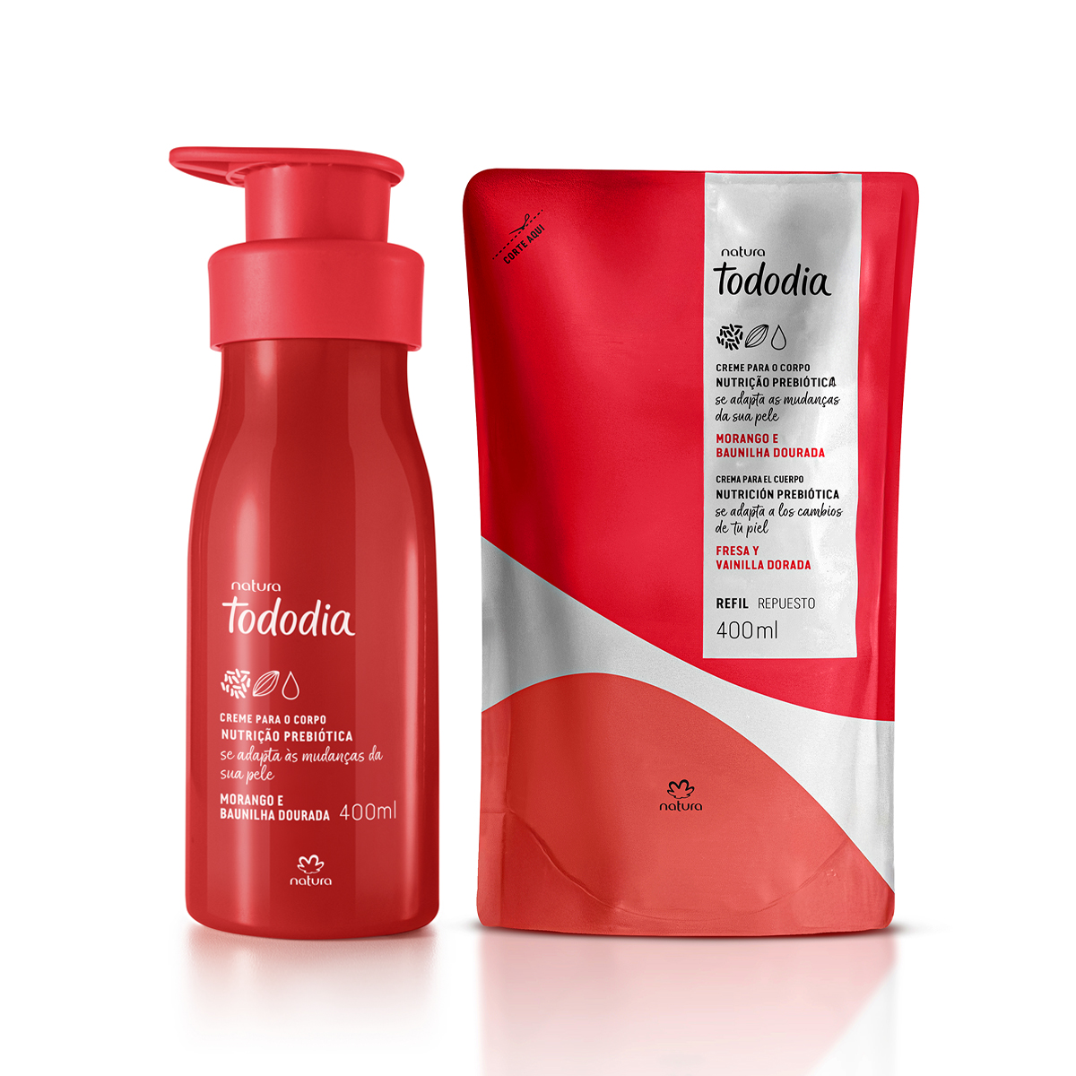 Kit Creme Desodorante Nutritivo Tododia Morango e Baunilha Dourada com Refil