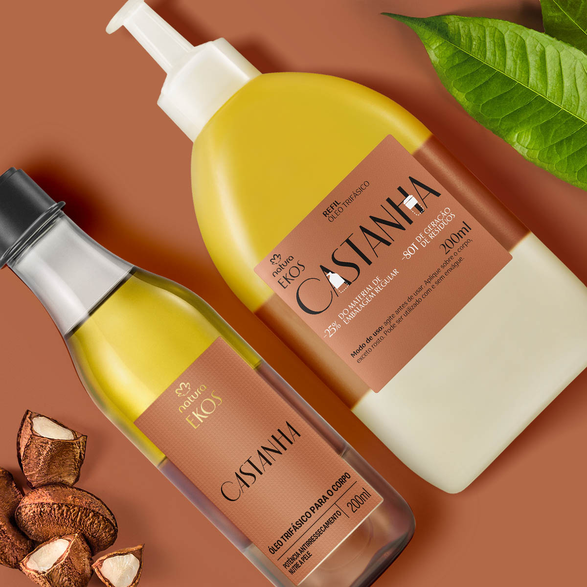 Kit Ekos Castanha Óleo Trifásico para o Corpo e Refil