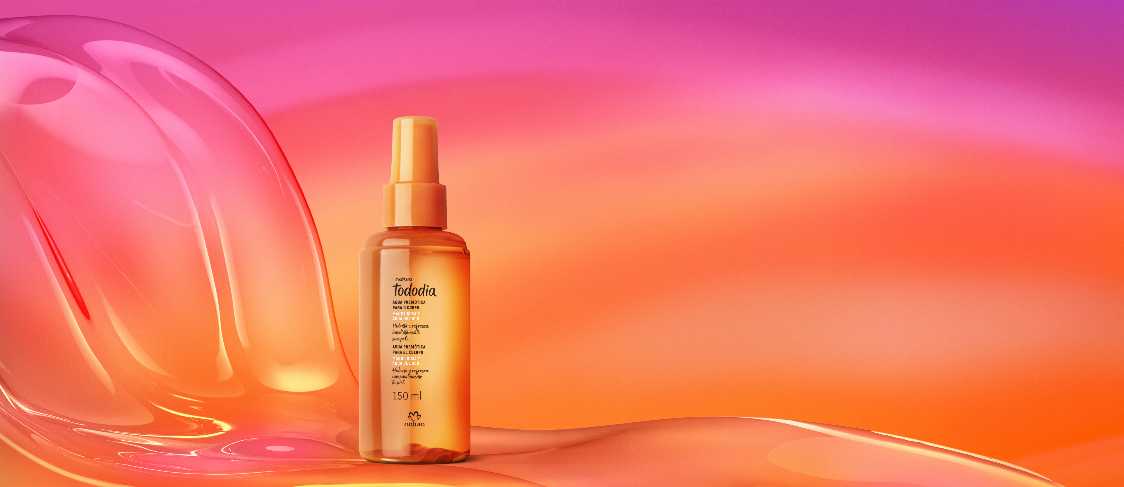 Água Prebiótica para o Corpo Tododia Manga Rosa e Água de Coco