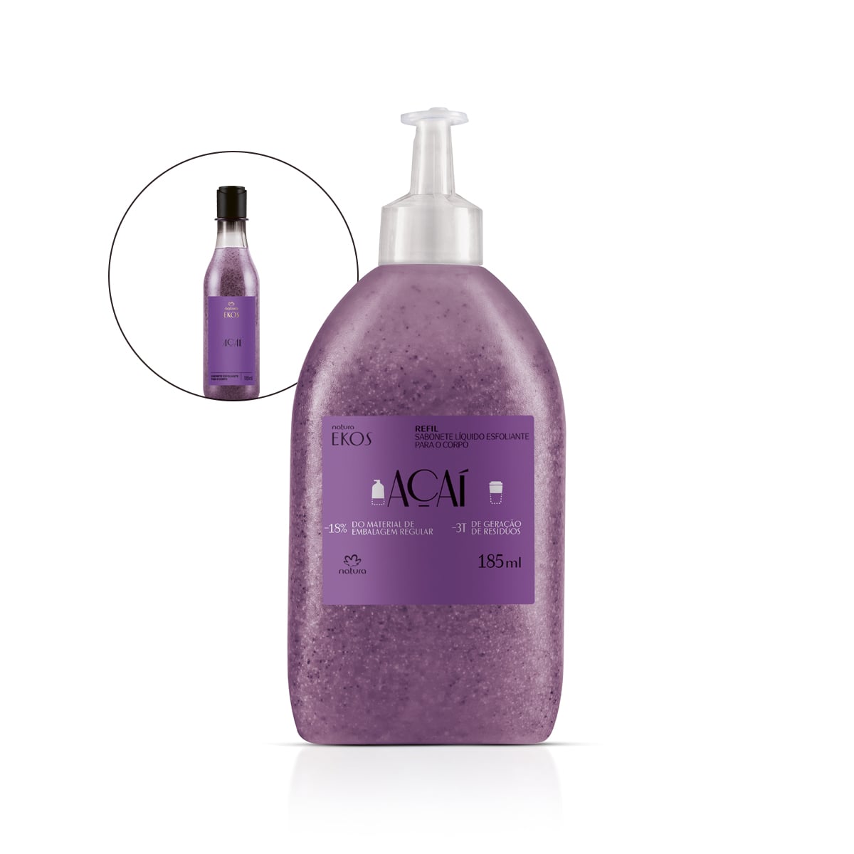 Refil Sabonete Líquido Esfoliante Corporal Ekos Açaí