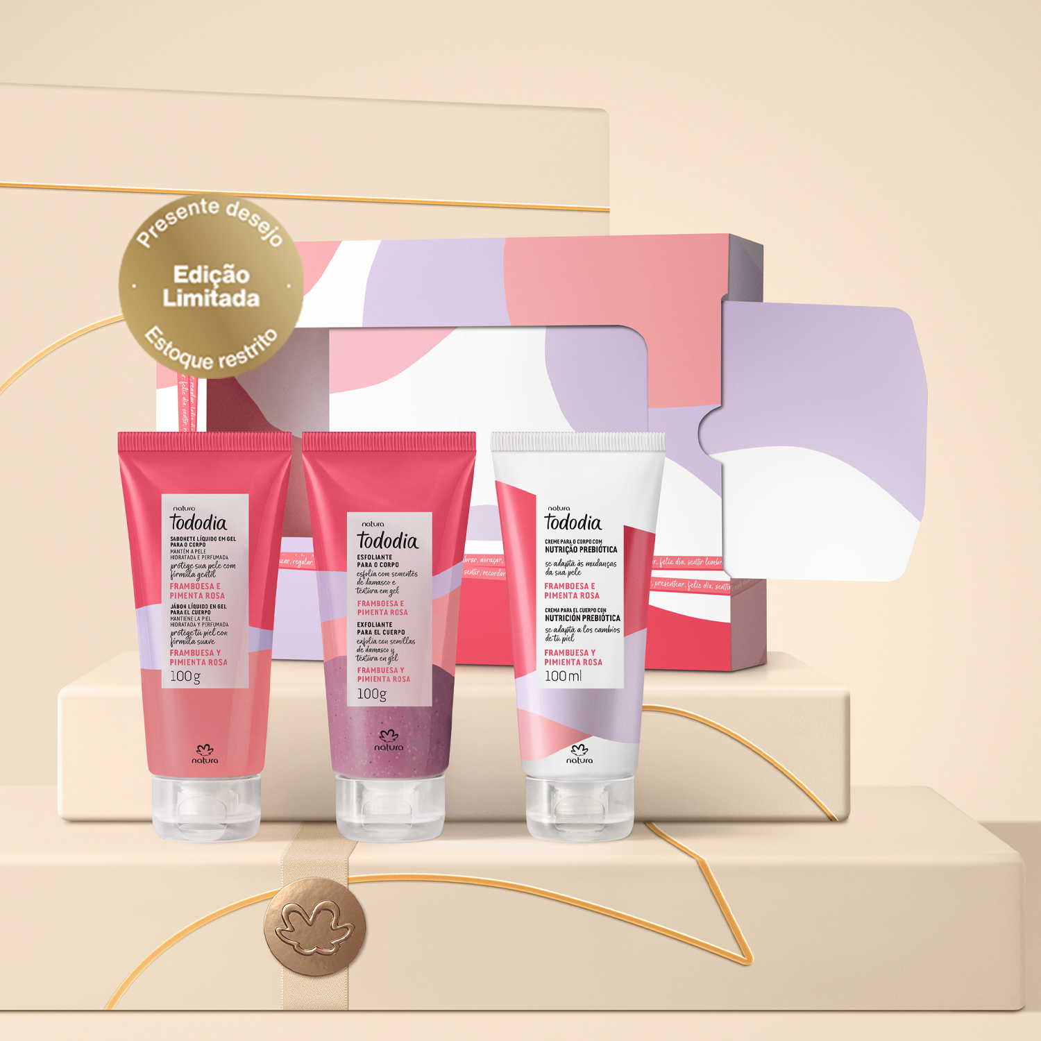 Presente Natura Tododia Trio Framboesa e Pimenta Rosa (3 produtos)