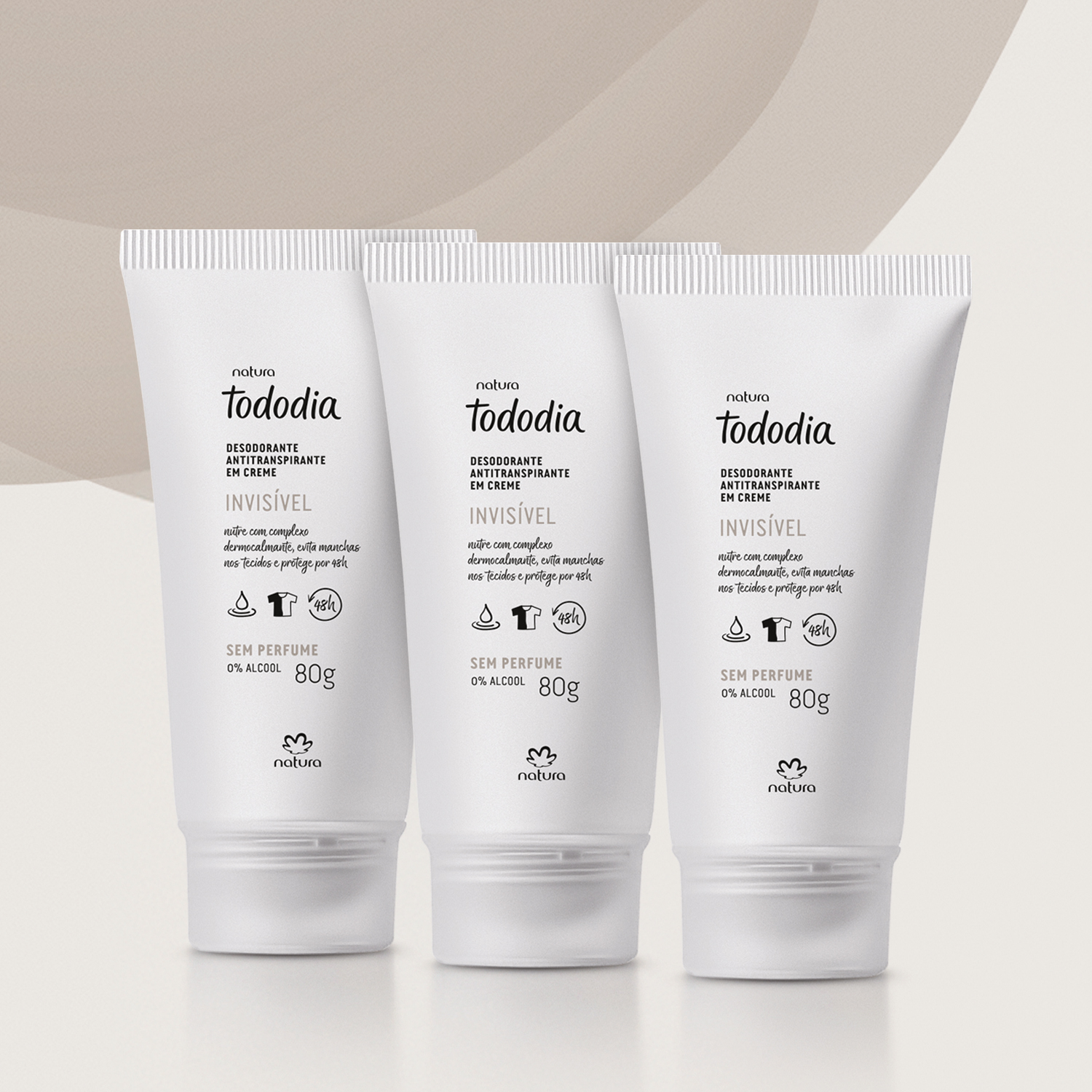 Kit Desodorante Antitranspirante em Creme Tododia Sem Perfume (3 unidades)