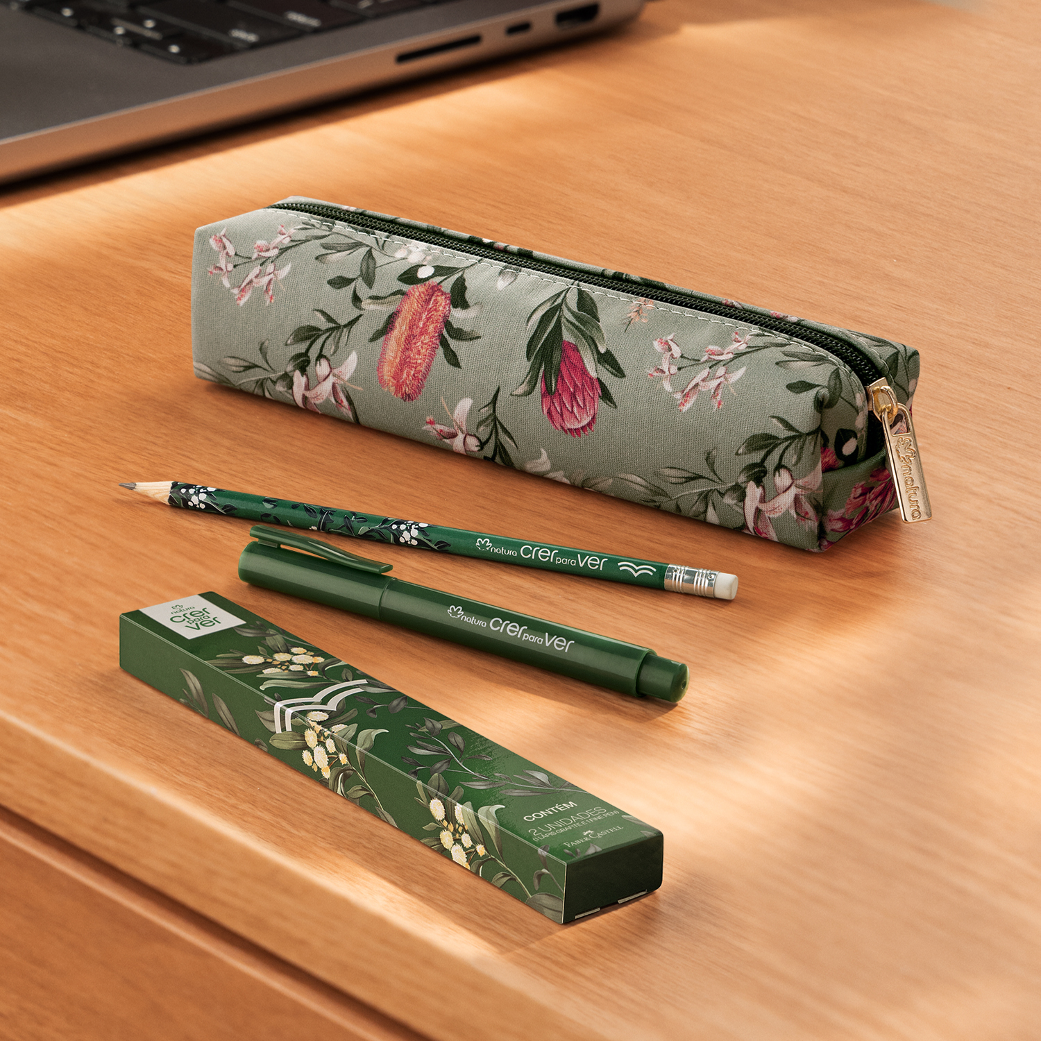 Kit Lápis Caneta e Estojo Crer Para Ver