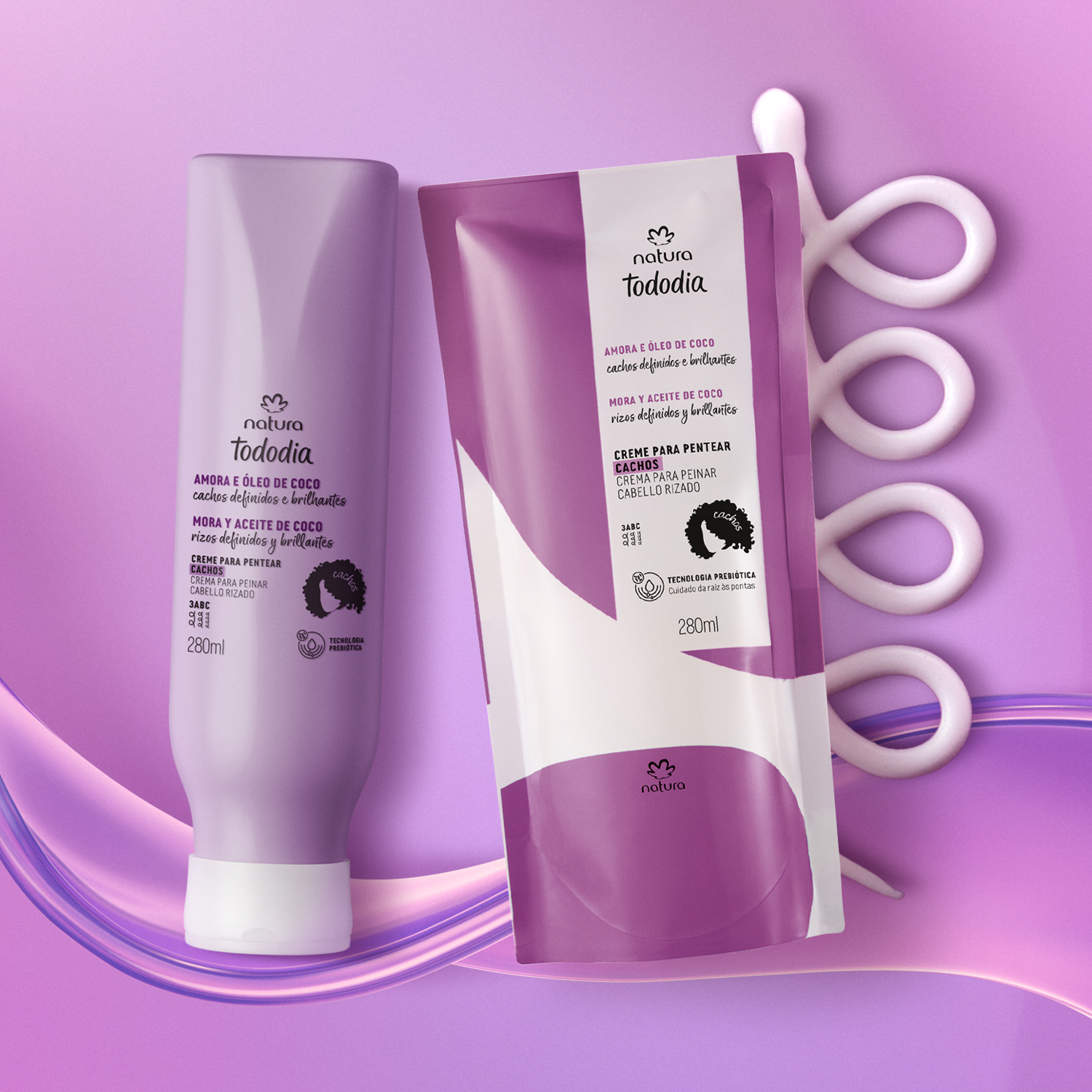 Kit Creme para Pentear Cachos Tododia Amora e Óleo de Coco com Refil (2 produtos)