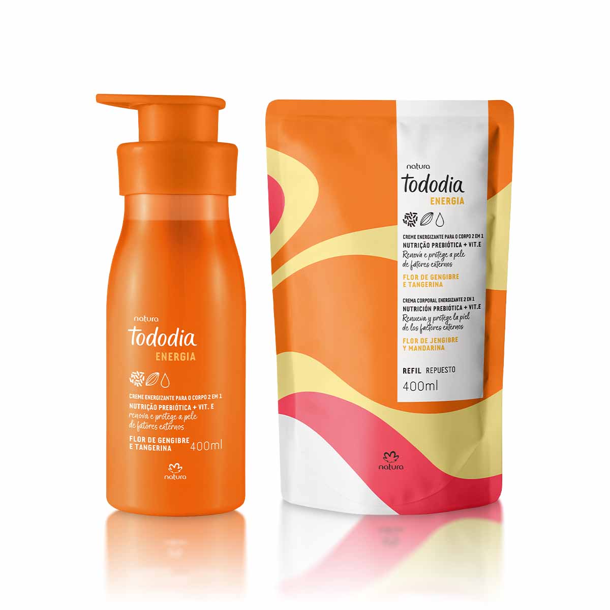 Kit Creme Nutritivo com Refil Tododia Energia Flor de Gengibre e Tangerina