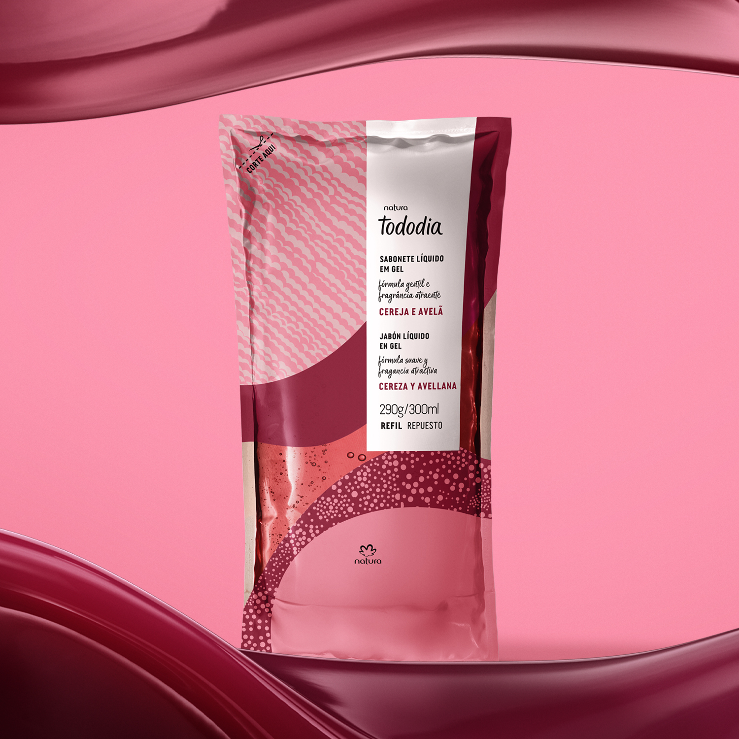 Refil Sabonete Líquido em Gel Tododia Cereja e Avelã