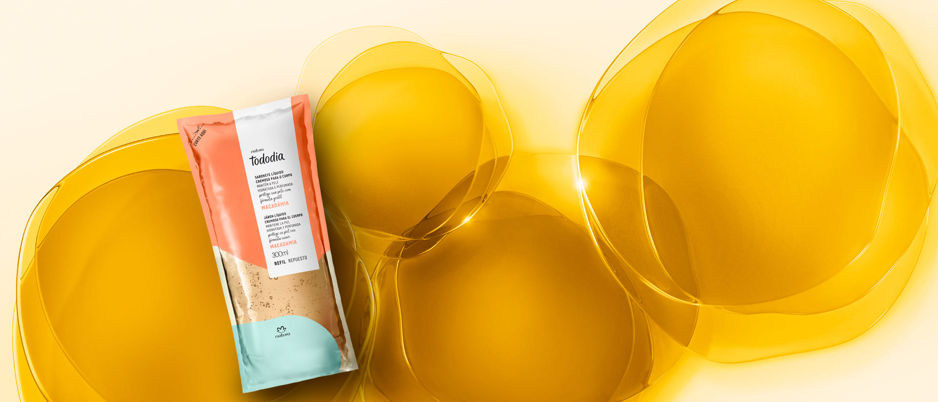 Refil Sabonete Líquido Cremoso para o Corpo Tododia Macadâmia