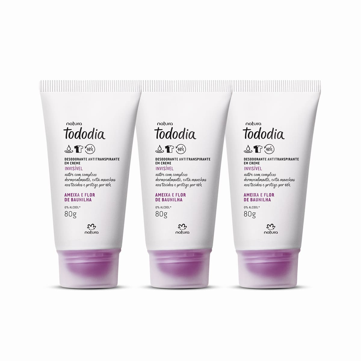 Kit Desodorante Antitranspirante em Creme Ameixa e Flor de Baunilha (3 unidades)