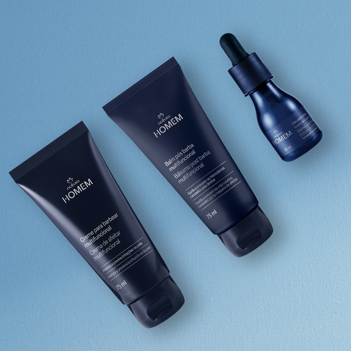 Kit Natura Homem Creme para Barbear, Balm e Óleo Pós-Barba (3 produtos)