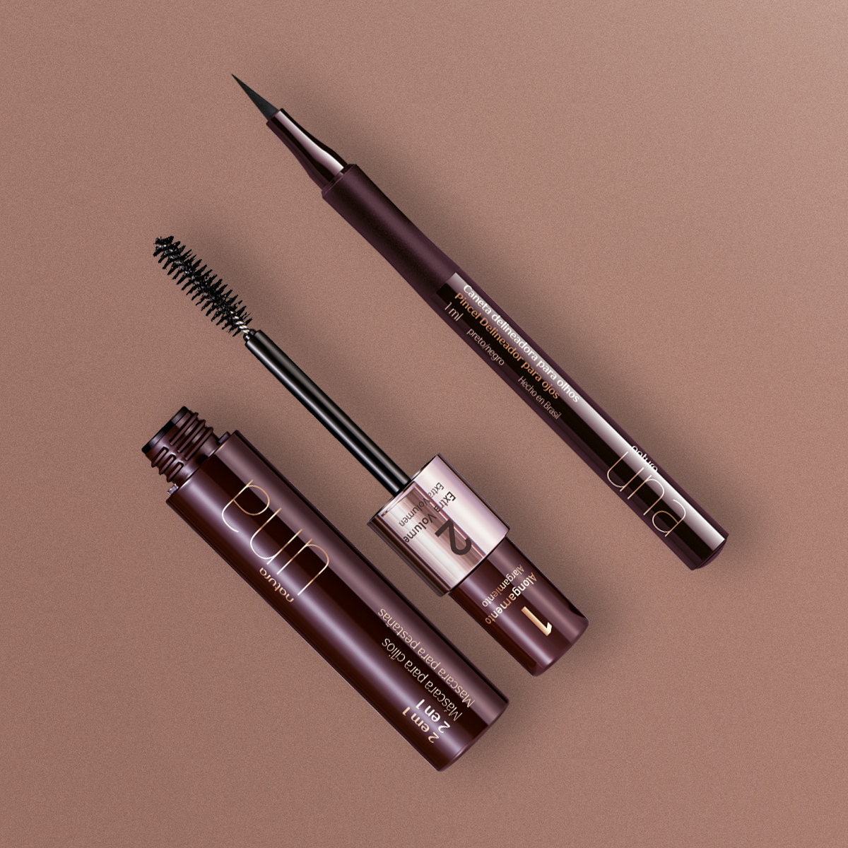 Kit Una Caneta Delineadora Preta e Máscara para Cílios 2 em 1 (2 produtos)
