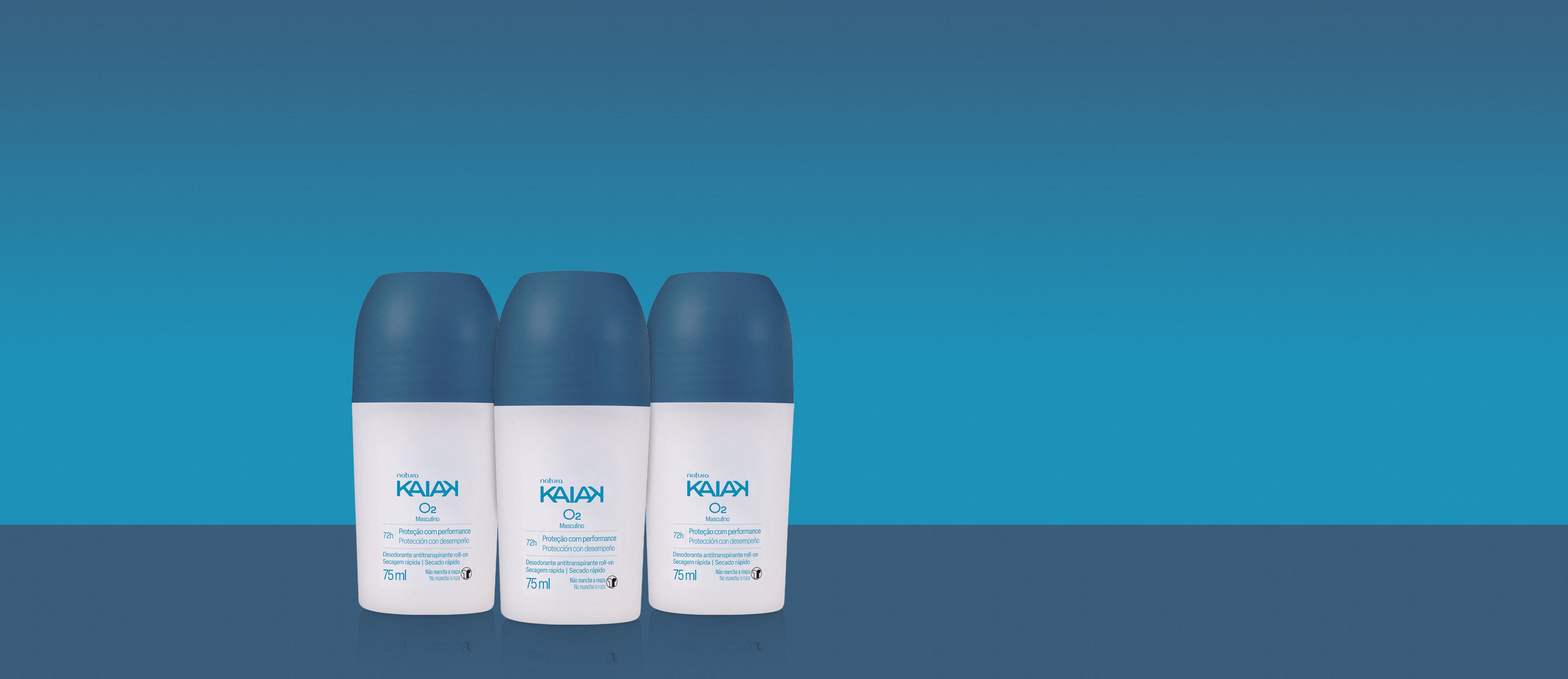 Kit Desodorante Antitranspirante Roll-on Kaiak O2 Masculino (3 unidades)