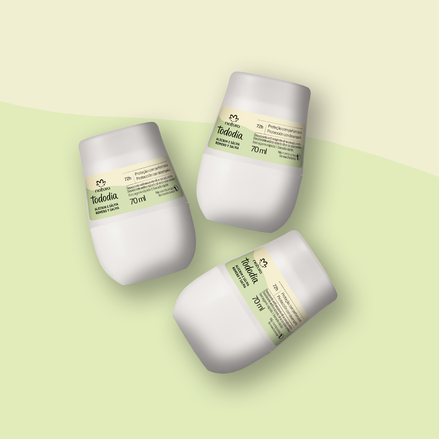 Kit Desodorante Antitranspirante Roll-on Tododia Alecrim e Sálvia (3 unidades)
