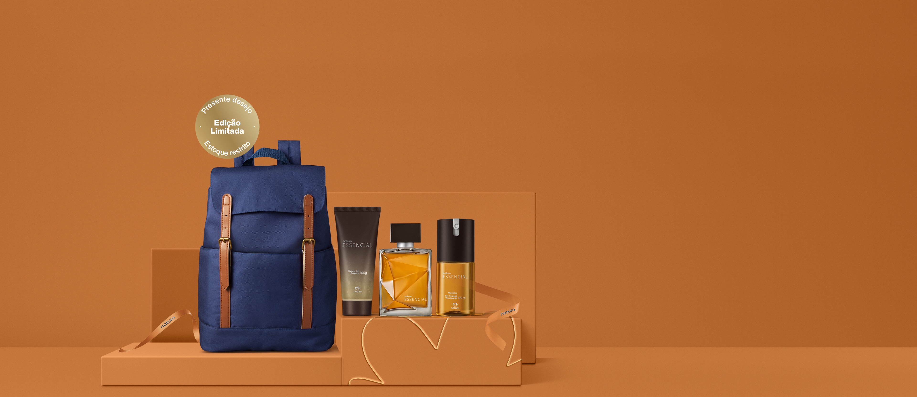 Presente Natura Essencial Masculino Completo com Mochila (4 produtos)