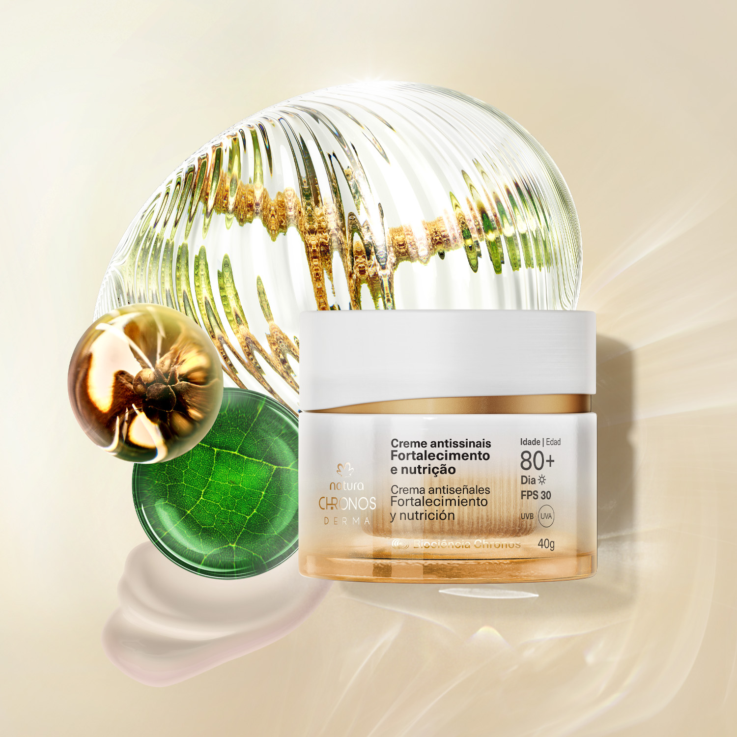 Creme Antissinais Fortalecimento e Nutrição 80+ Dia Chronos Derma