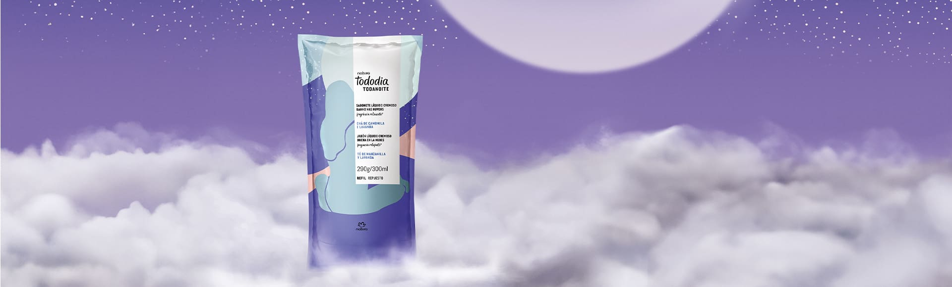 Refil Sabonete Líquido Cremoso Corporal Banho nas Nuvens Tododia Todanoite