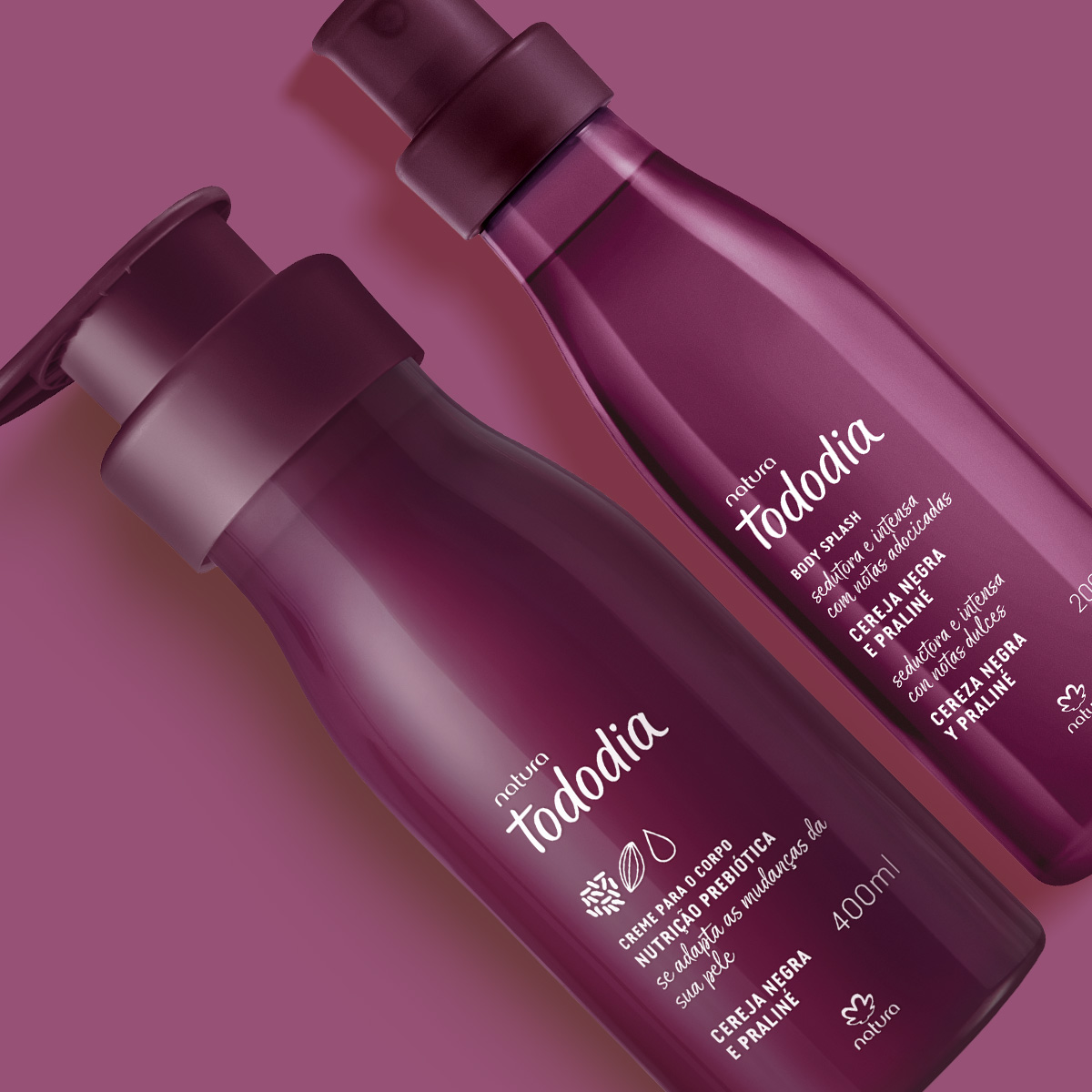 Kit Creme Nutritivo com Body Splash Tododia Cereja Negra e Praliné