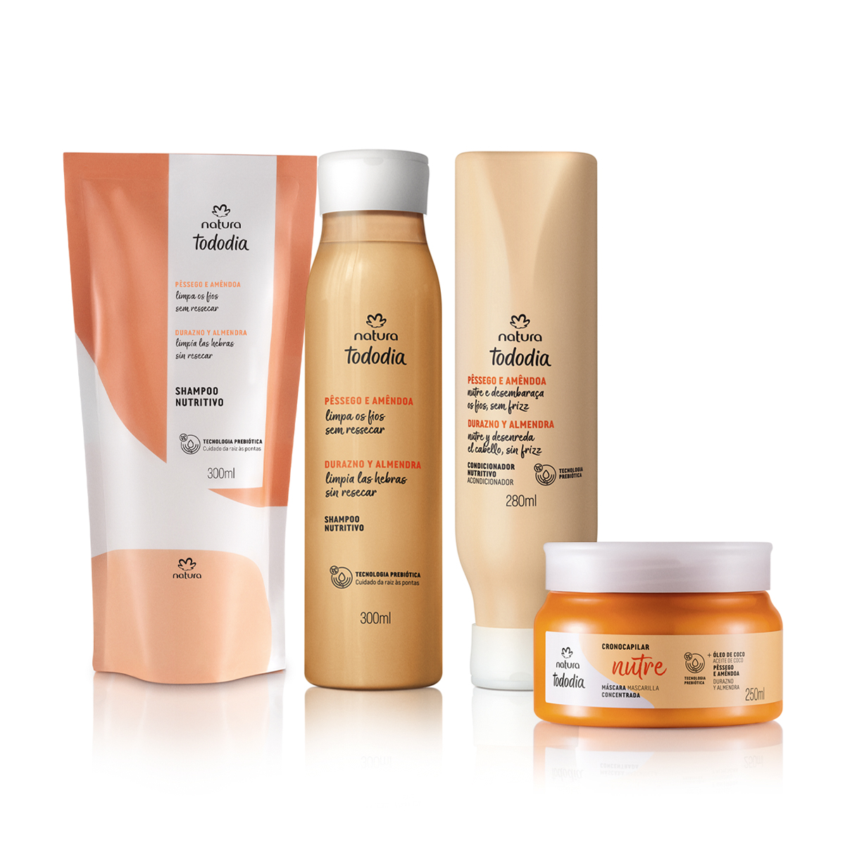 Kit Nutritivo Tododia Pêssego e Amêndoa (4 produtos) Kit Nutritivo Tododia Pêssego e Amêndoa (4 produtos)
