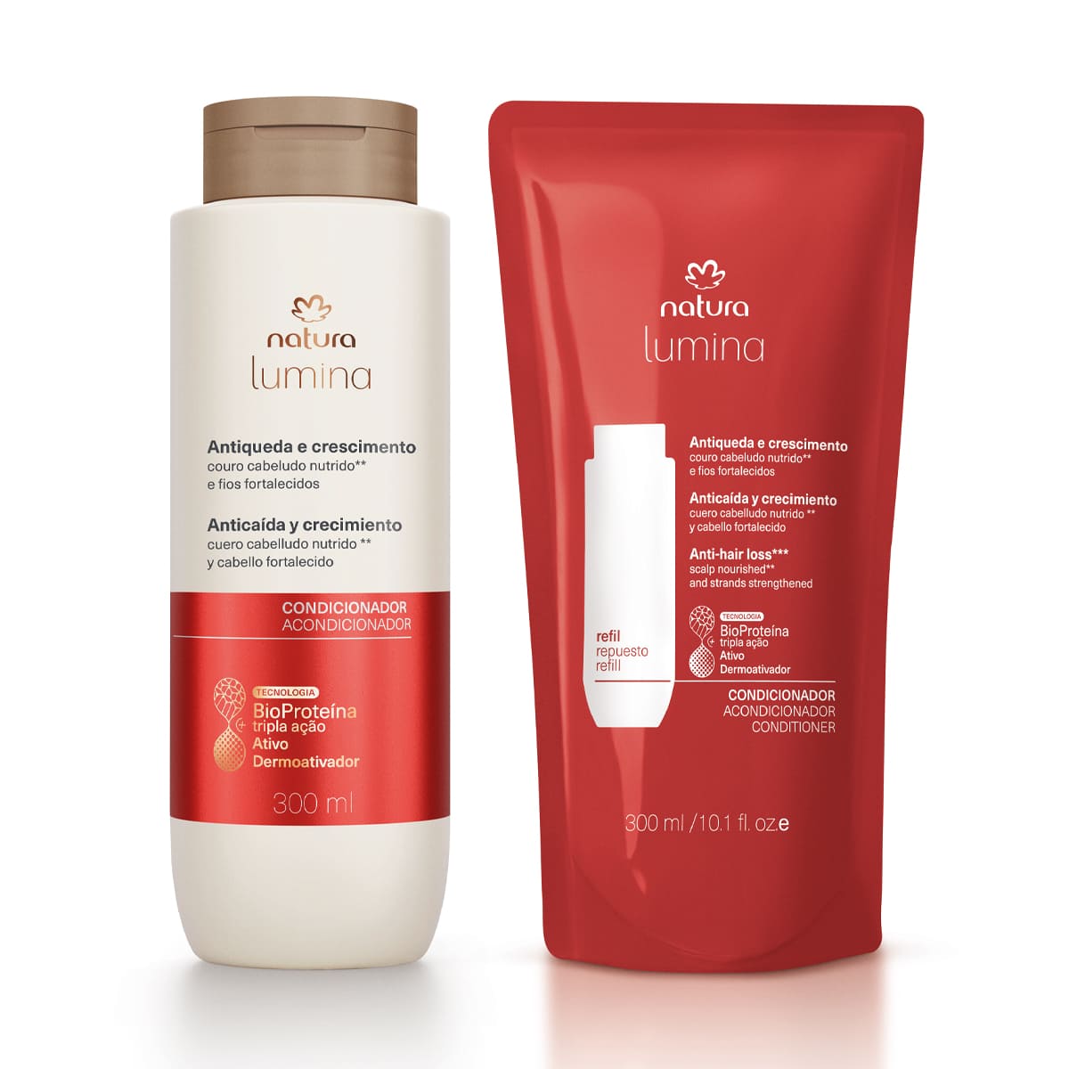 Kit Condicionador Fortificante Lumina Antiqueda e Crescimento com Refil (2 produtos)