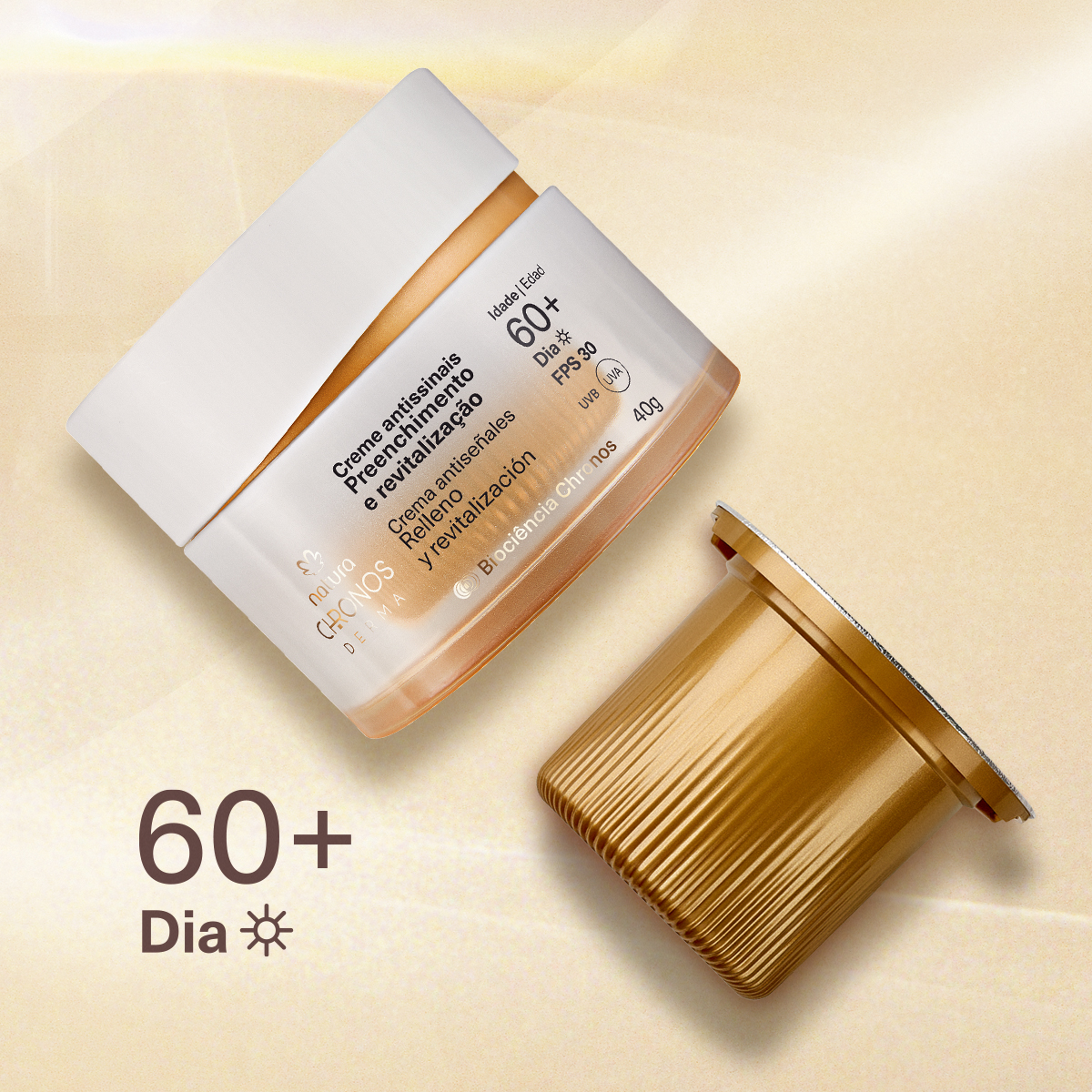 Kit Creme Antissinais 60+ Dia Chronos Derma com Refil