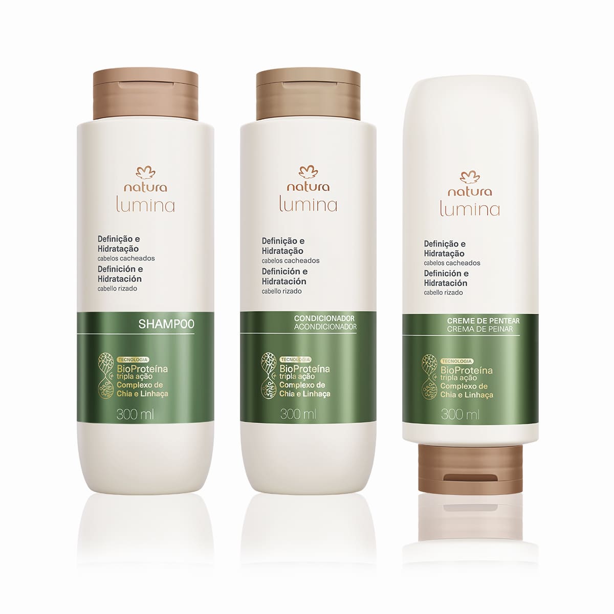 Kit Lumina Cacheados Shampoo, Condicionador e Creme para Pentear (3 produtos)