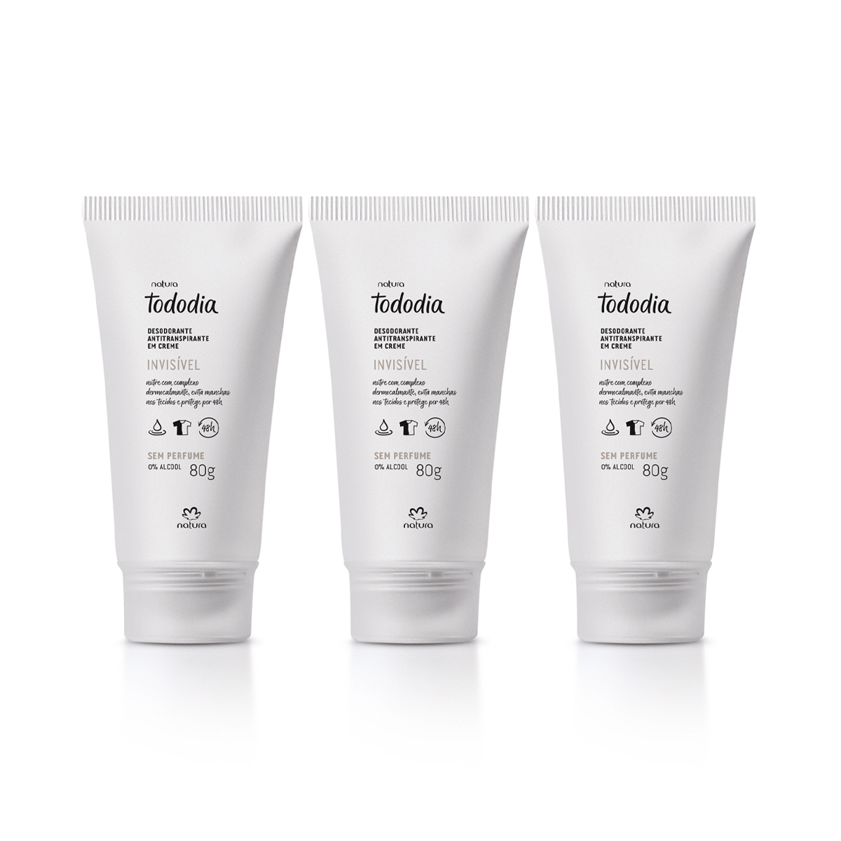 Kit Desodorante Antitranspirante em Creme Tododia Sem Perfume (3 unidades)