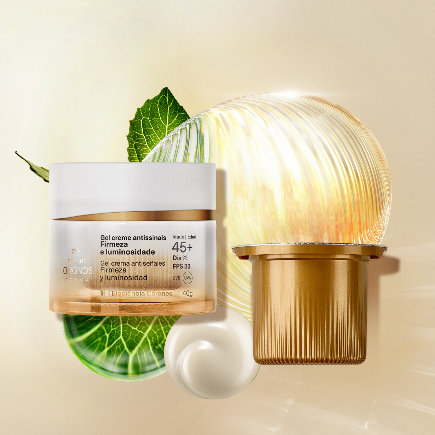 Kit Gel Creme Antissinais 45+ Dia Chronos Derma com Refil