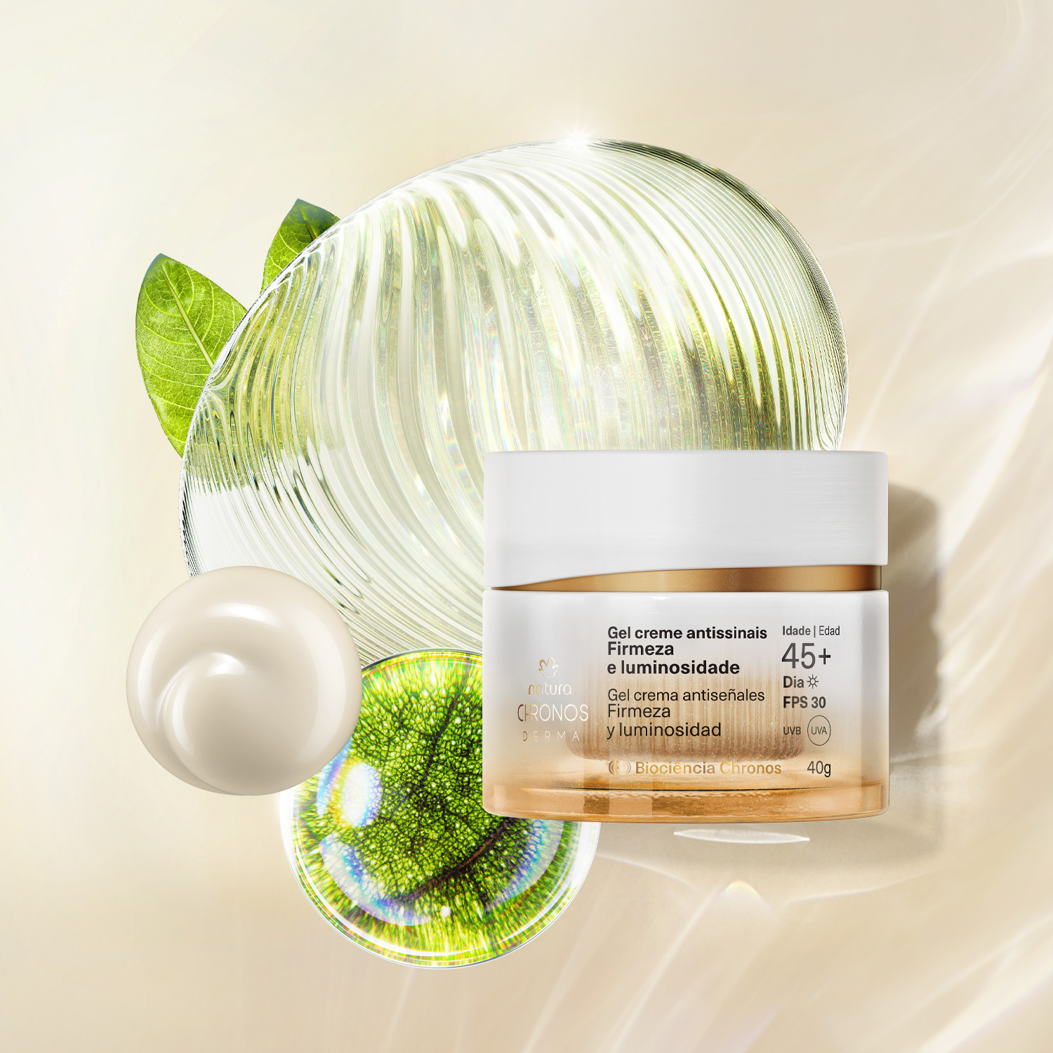 Gel Creme Antissinais Firmeza e Luminosidade 45+ Dia Chronos Derma