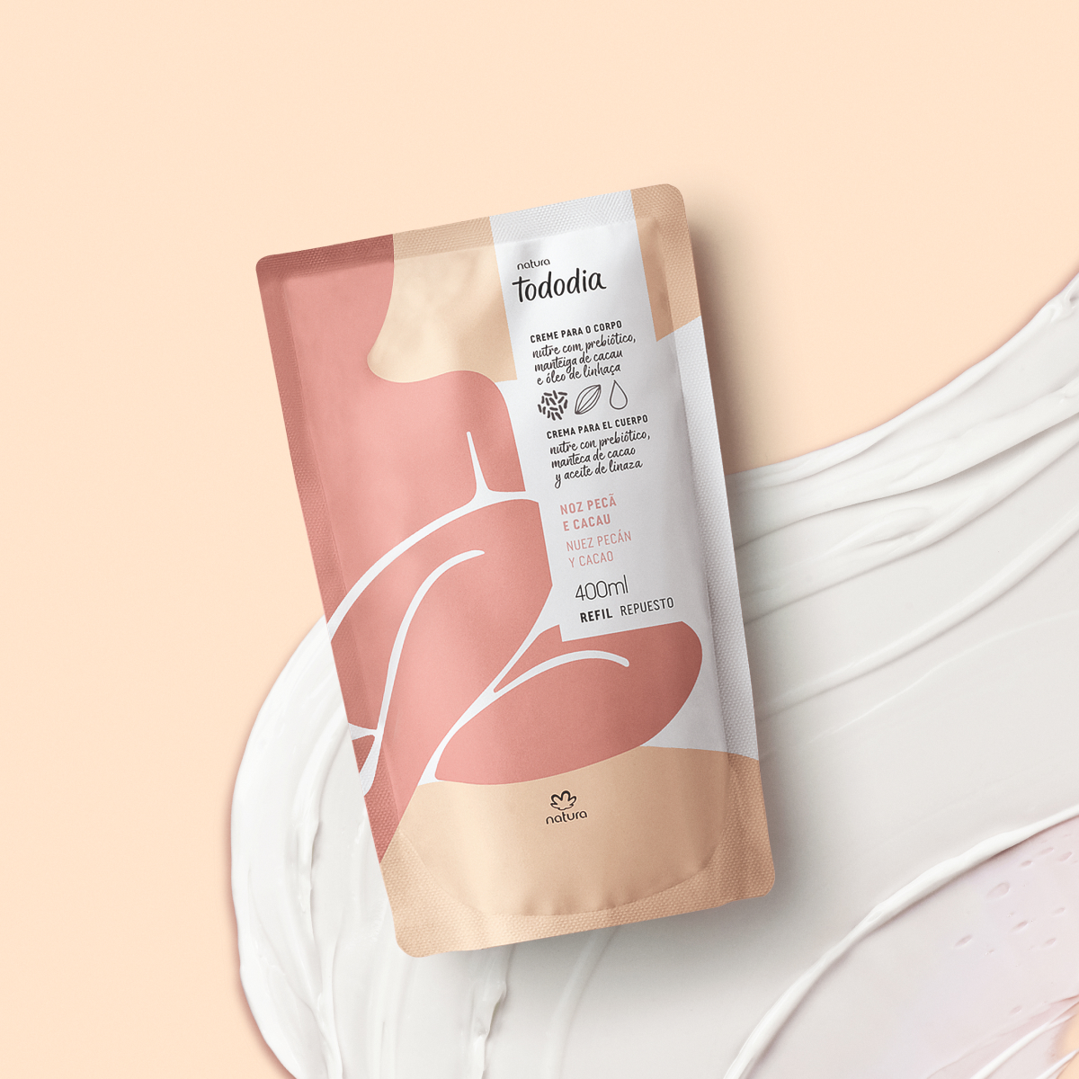 Refil Creme Desodorante Nutritivo para o Corpo Tododia Noz Pecã e Cacau