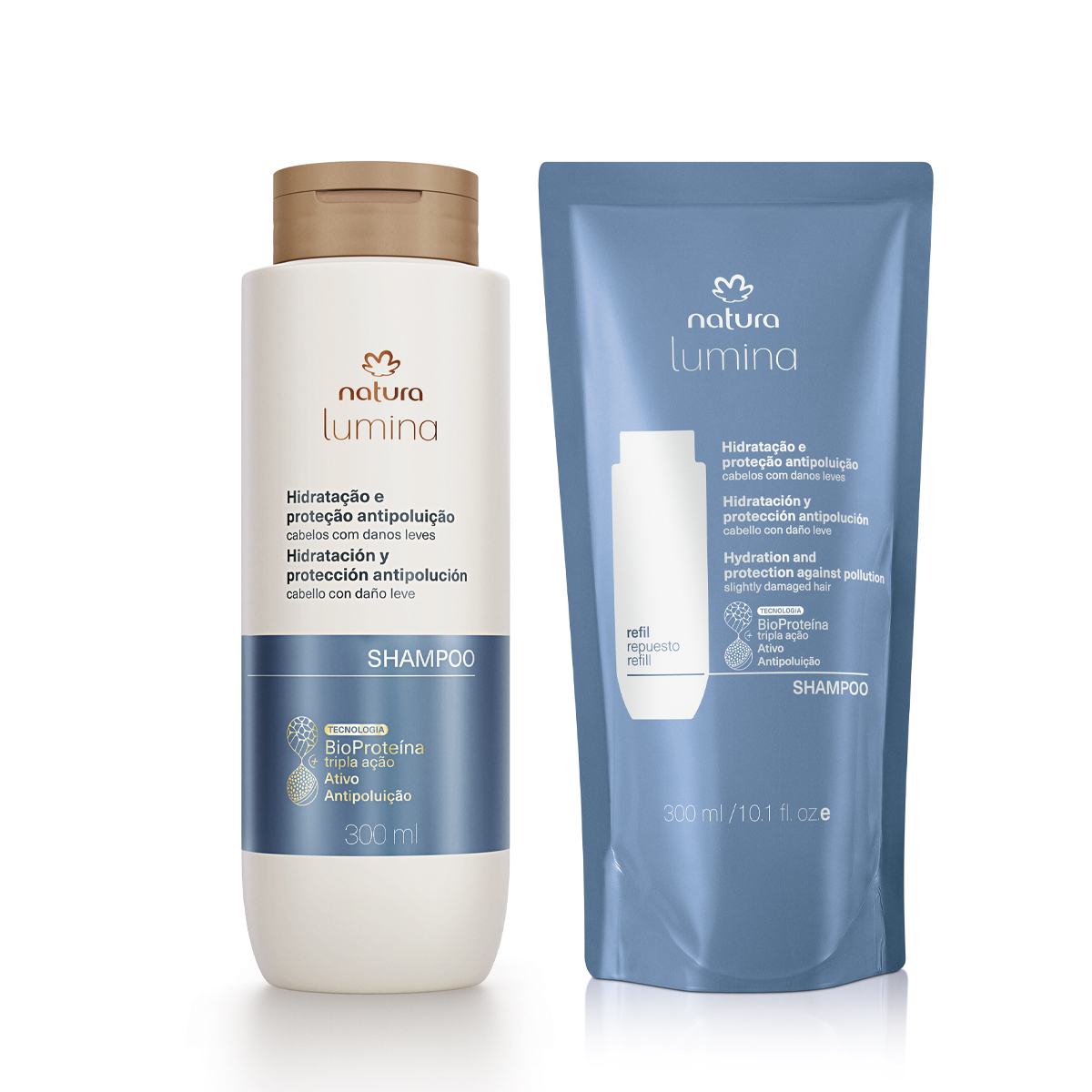 Kit Shampoo Purificante Lumina para Hidratação e Proteção Antipoluição com Refil 2 un de 3...