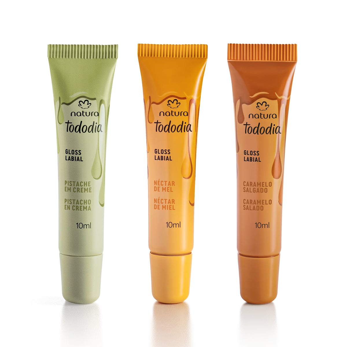 Gloss Labial Tododia Néctar de Mel e Pistache em Creme e Caramelo Salgado