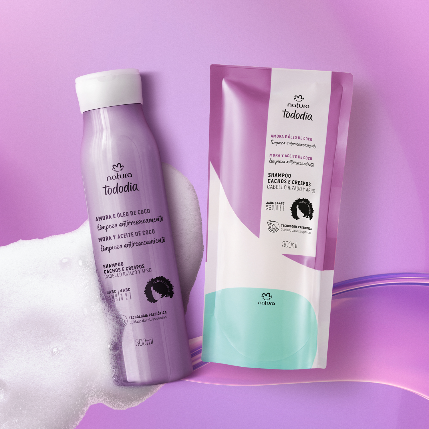 Kit Shampoo Cachos e Crespos Tododia Amora e Óleo de Coco com Refil (2 produtos)
