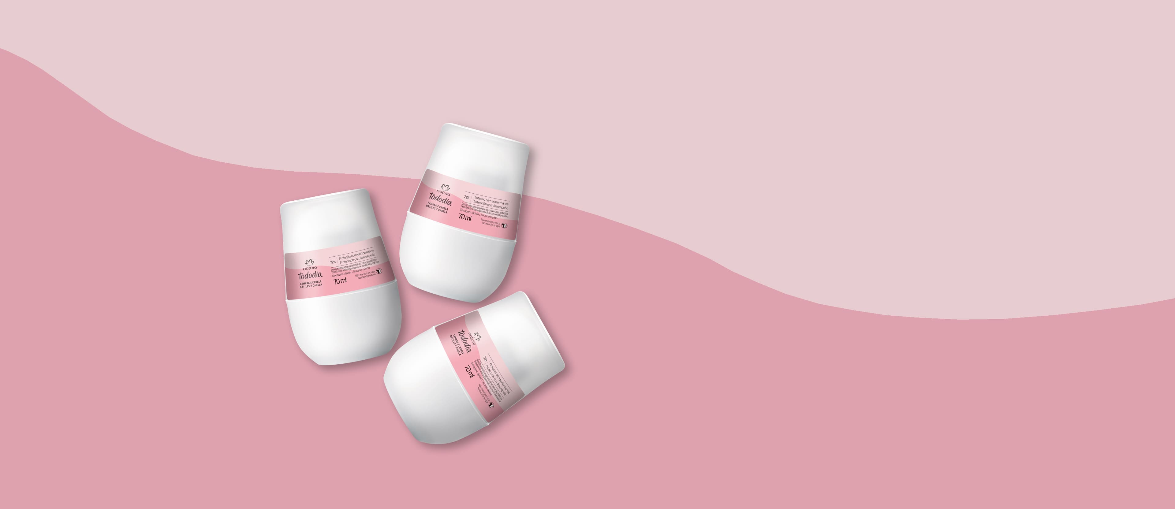 Kit Desodorante Antitranspirante Roll-on Tâmara e Canela (3 unidades)