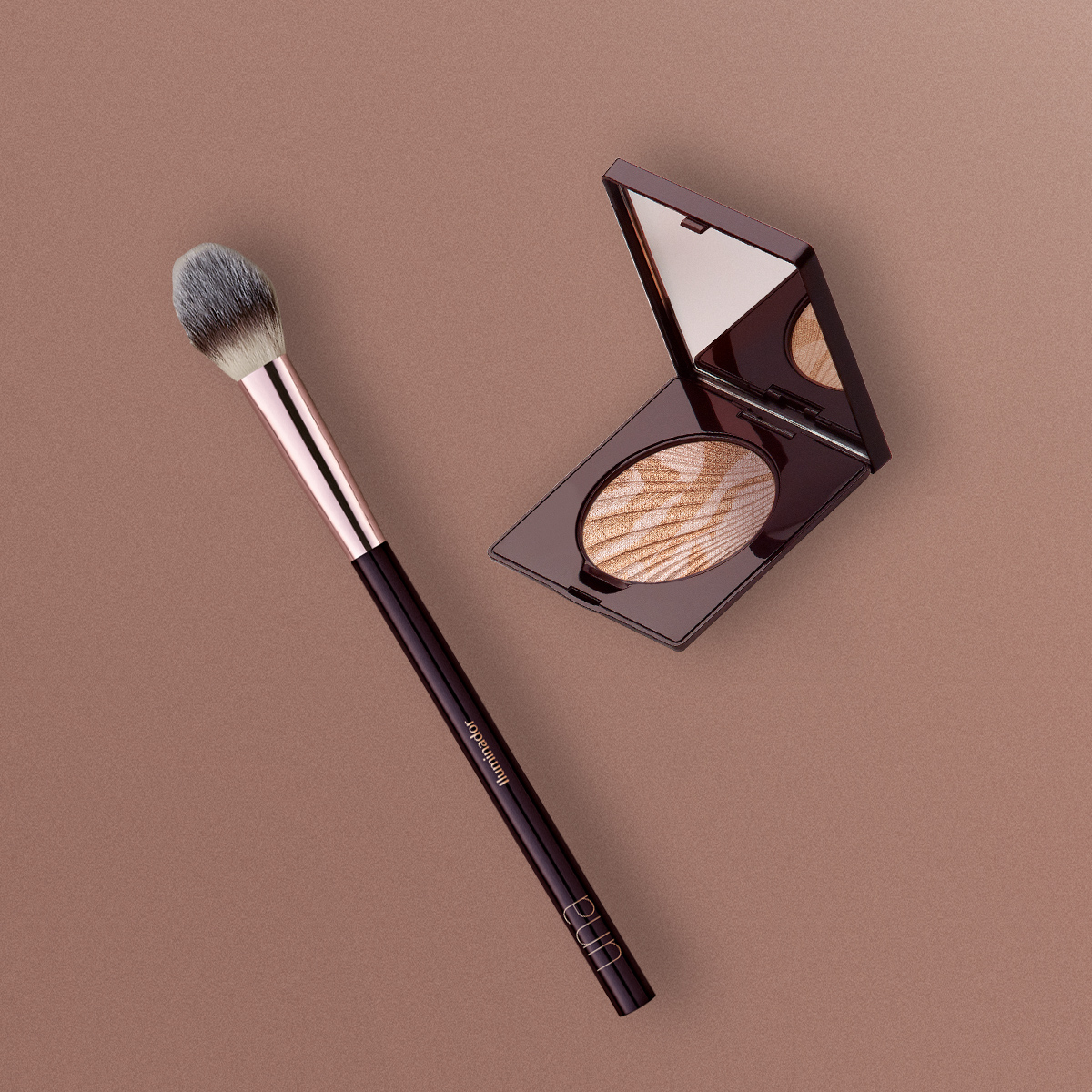 Kit Una Iluminador Marmorizado E Pincel