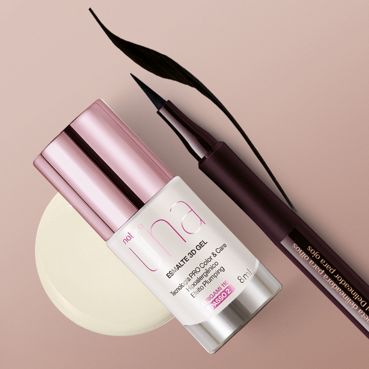 Kit Caneta Delineadora Para Olhos E Esmalte 3D Gel Una