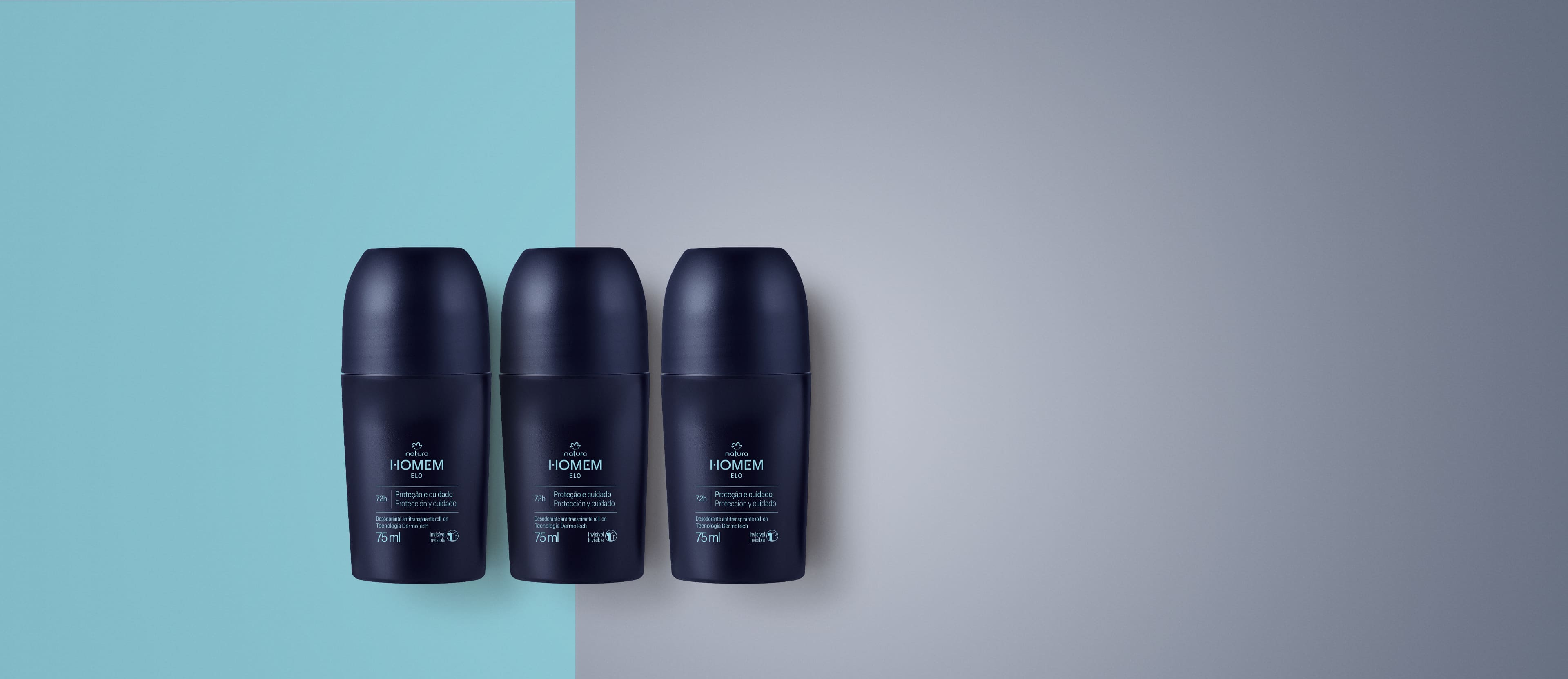 Kit Desodorante Antitranspirante Roll-On Natura Homem Elo (3 unidades)