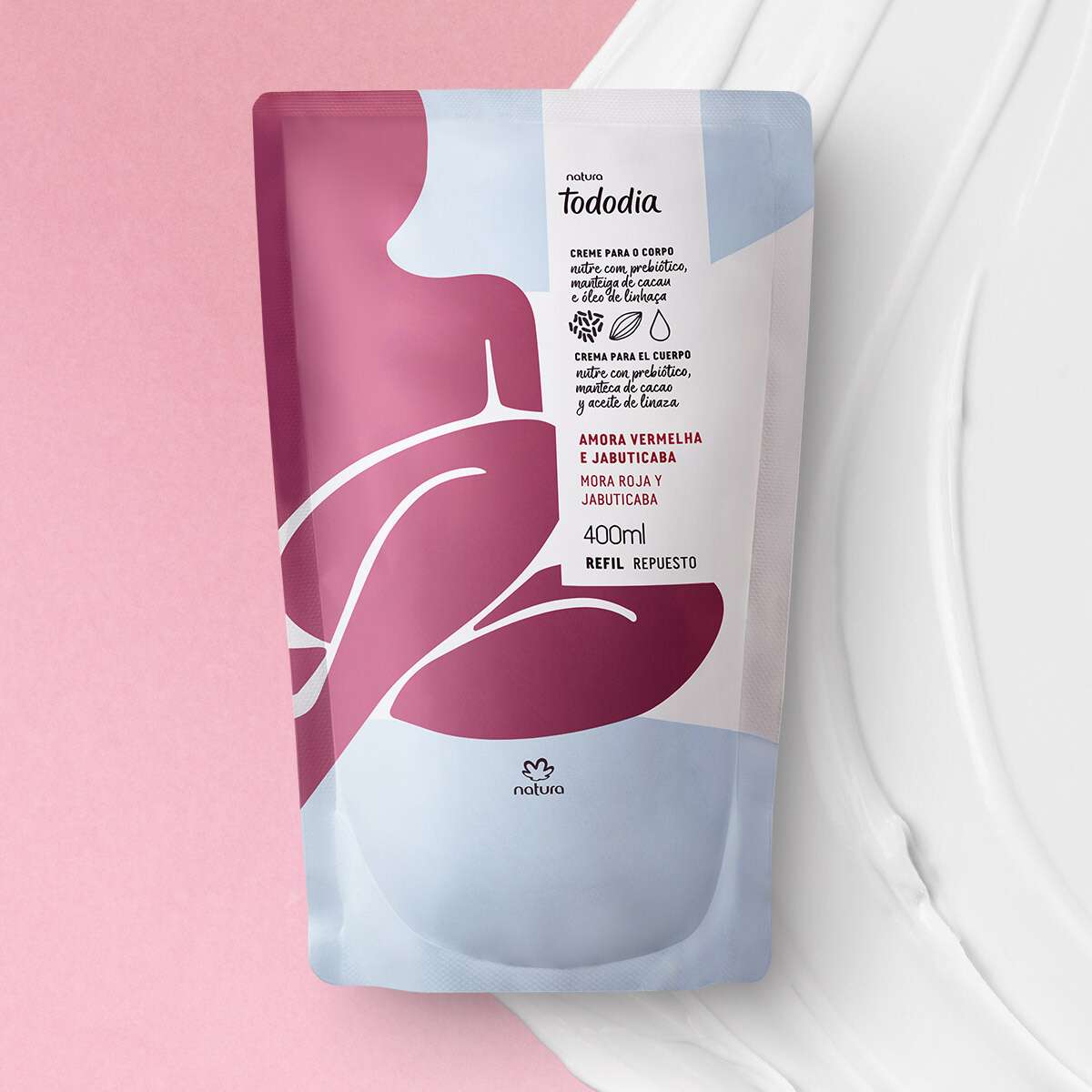 Refil Creme Desodorante Nutritivo para o Corpo Tododia Amora Vermelha e Jabuticaba