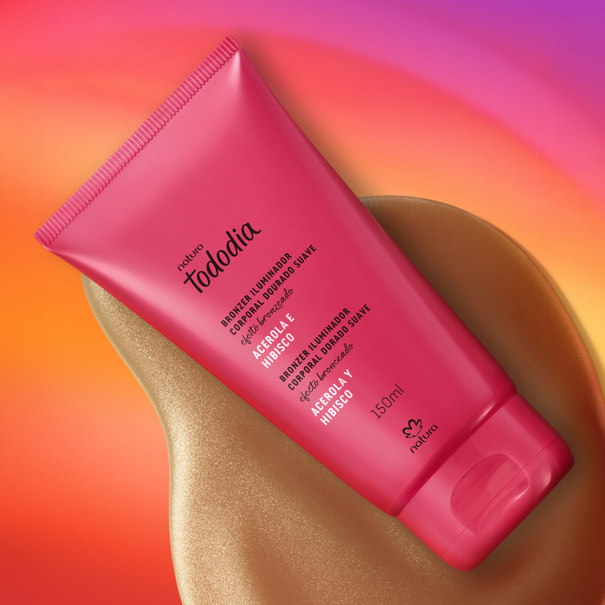 Bronzer Iluminador Corporal Dourado Suave Tododia Acerola e Hibisco