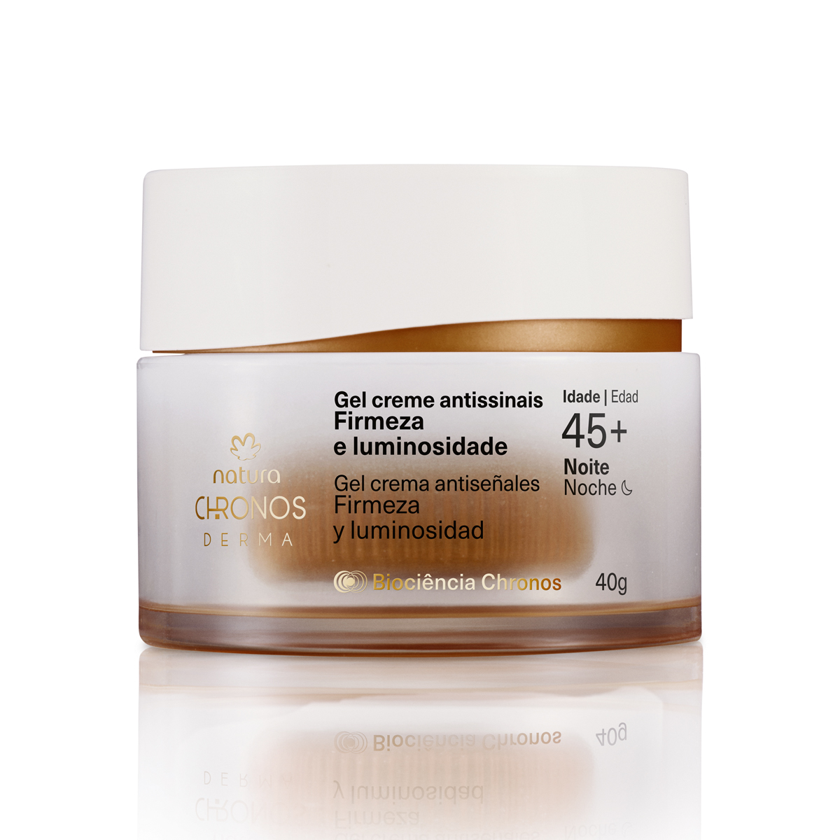 Gel Creme Antissinais Firmeza e Luminosidade 45+ Noite Chronos Derma 40 g