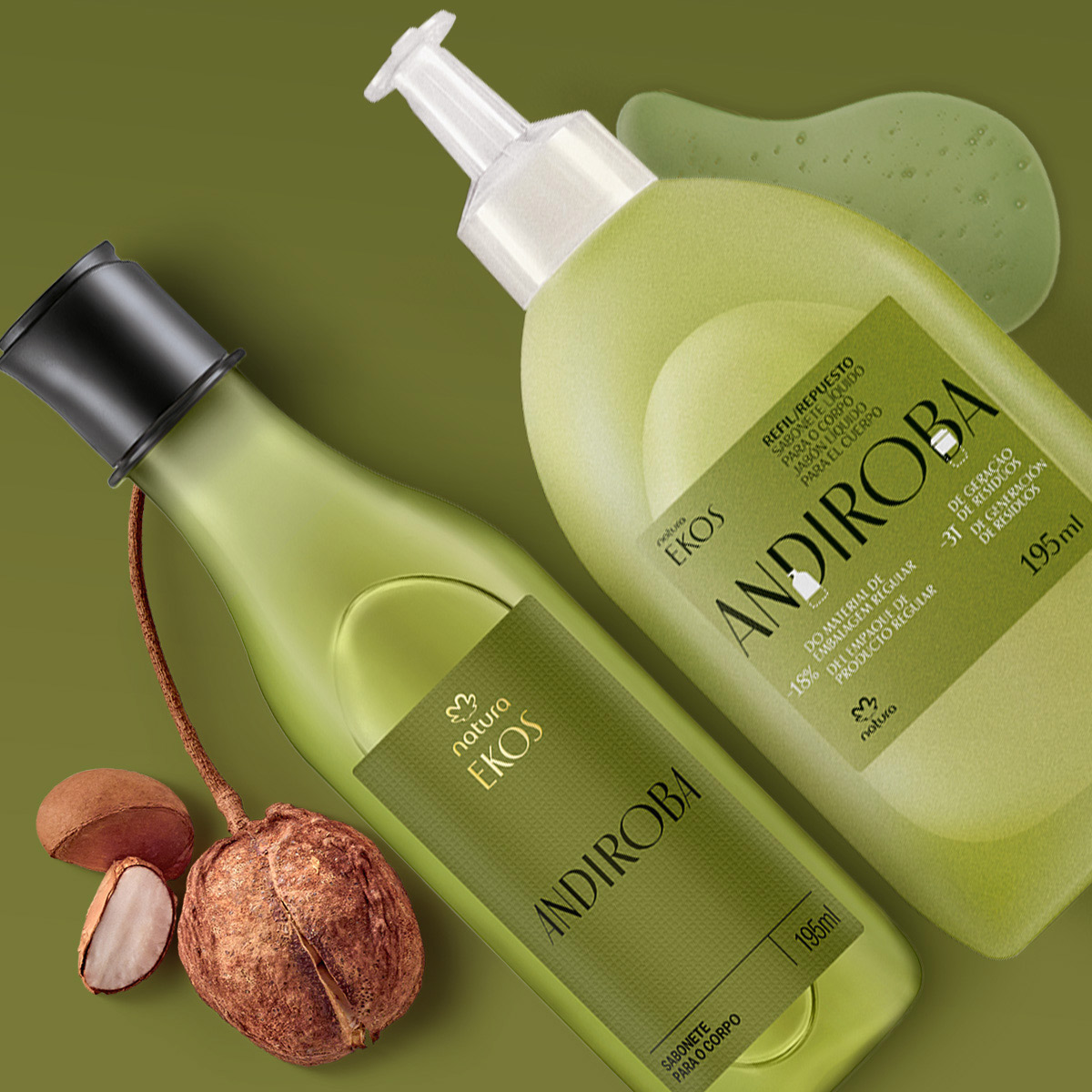 Kit Sabonete Líquido Corporal Ekos Andiroba com Refil