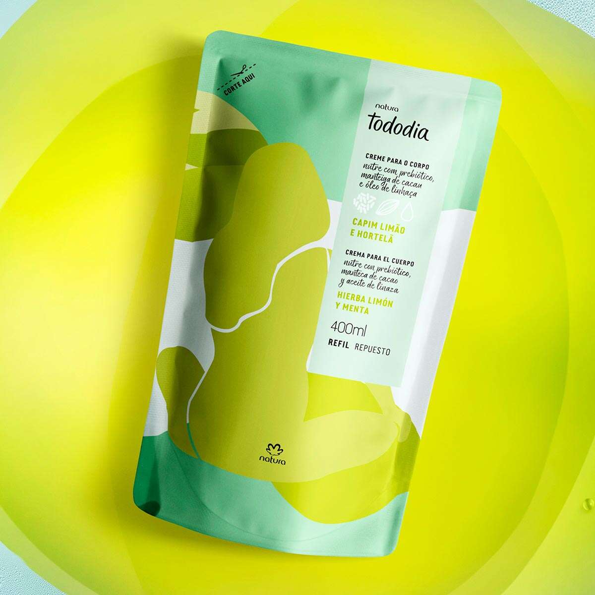 Refil Creme Desodorante Nutritivo Para o Corpo Tododia Capim Limão e Hortelã
