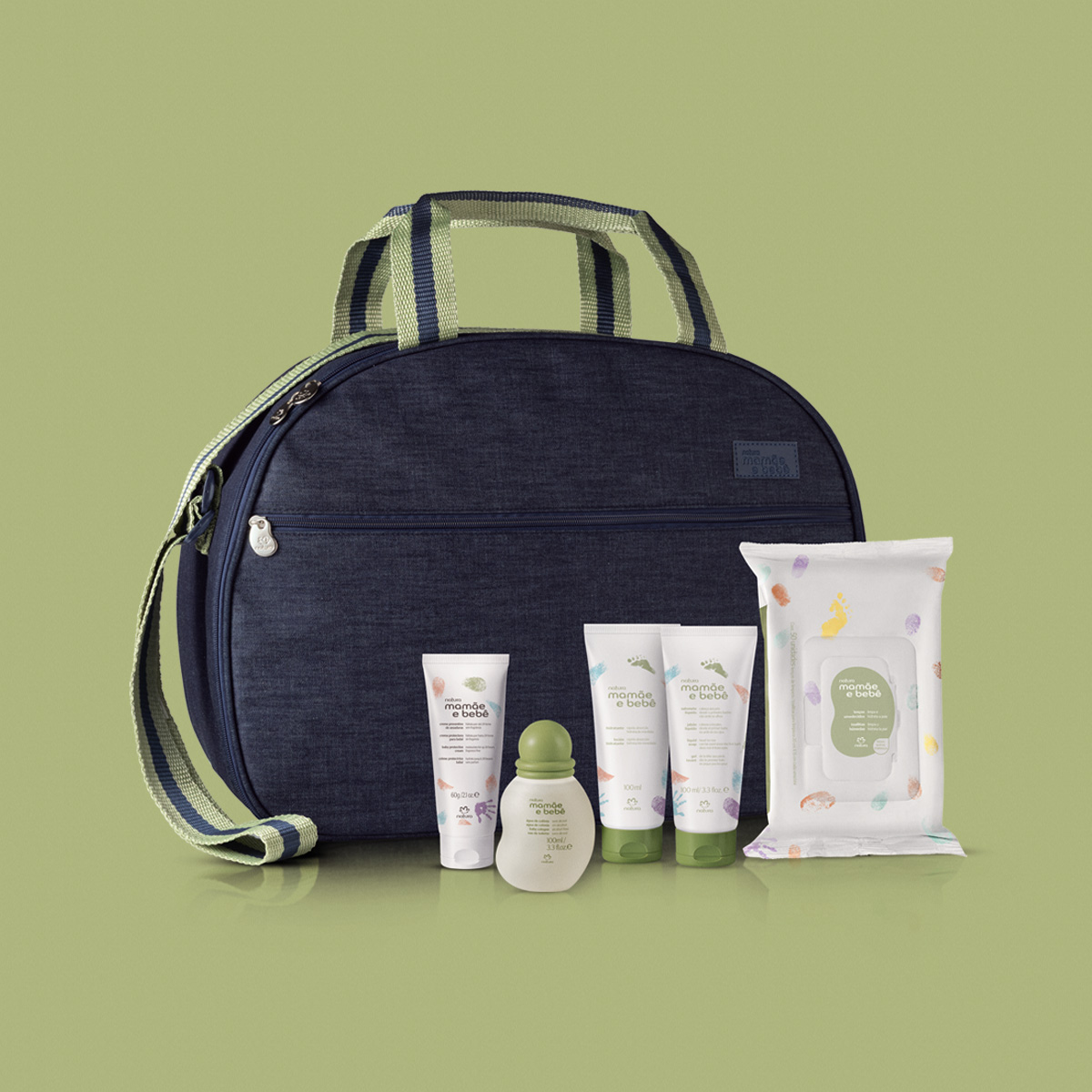 Kit Mamãe e Bebê com Mala Maternidade (6 produtos)