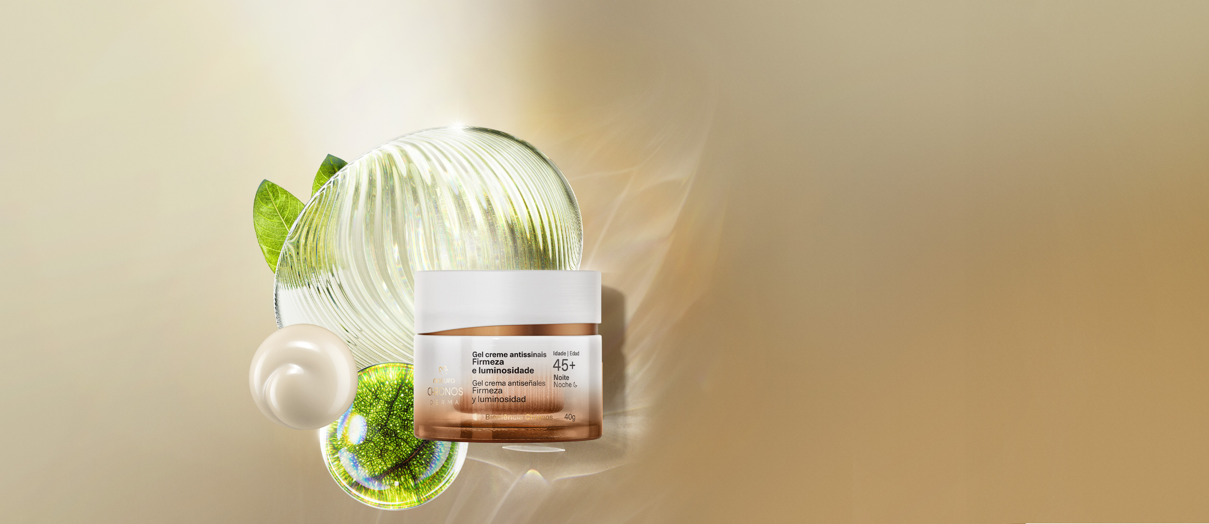 Gel Creme Antissinais Firmeza e Luminosidade 45+ Noite Chronos Derma