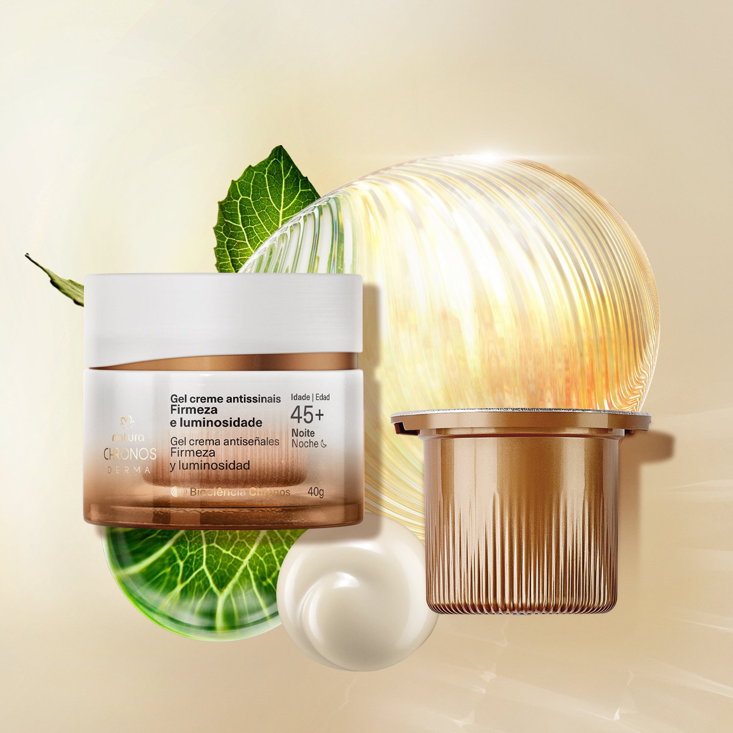Kit Gel Creme Antissinais 45+ Noite Chronos Derma com Refil