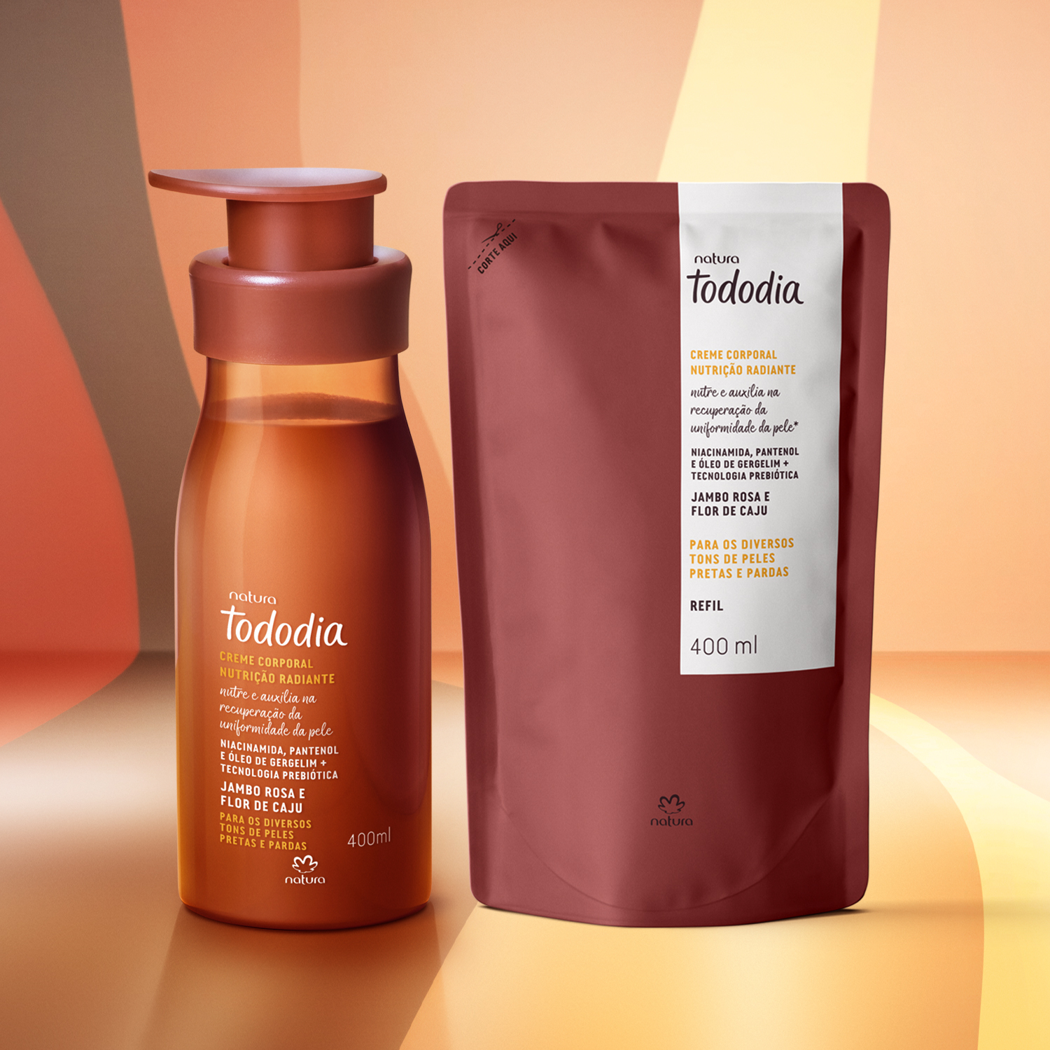 Kit Creme Nutrição Radiante Tododia Jambo Rosa e Flor de Caju com Refil (2 produtos)