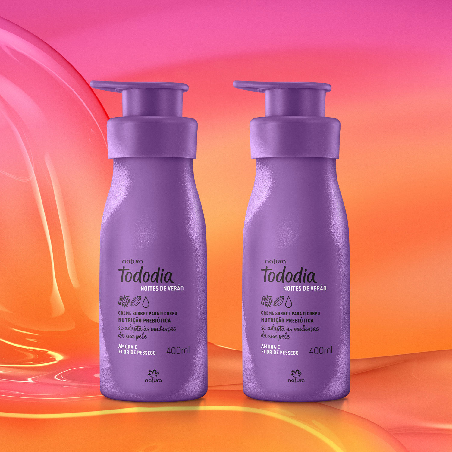 Kit Creme Sorbet Desodorante Nutritivo para o Corpo Tododia Amora e Flor de Pêssego (2 unidades)