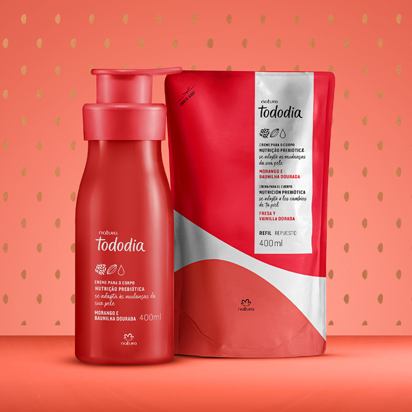 Kit Creme Desodorante Nutritivo Tododia Morango e Baunilha Dourada com Refil