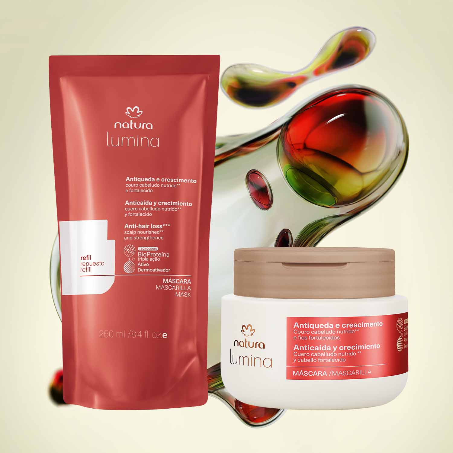 Kit Máscara com Refil Lumina Antiqueda e Crescimento